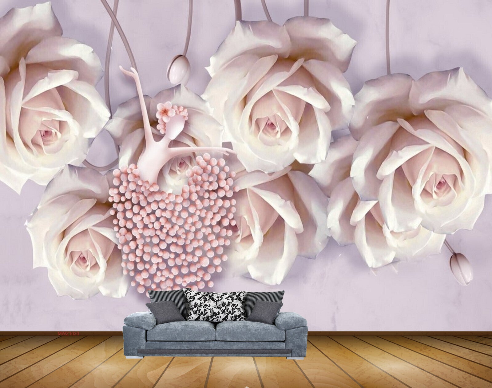 Avikalp MWZ1030 Pink Rose Girl 3D HD Wallpaper