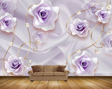 Avikalp MWZ1033 Purple Flowers Pearls 3D HD Wallpaper