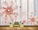 Avikalp MWZ1034 Pink White Flowers Pearls HD Wallpaper