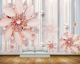 Avikalp MWZ1034 Pink White Flowers Pearls 3D HD Wallpaper