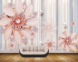 Avikalp MWZ1034 Pink White Flowers Pearls 3D HD Wallpaper