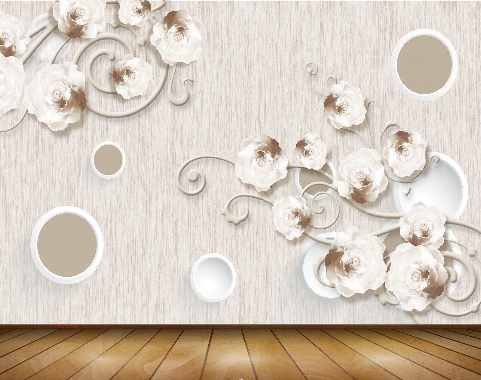Avikalp MWZ1036 White Flowers Pearls 3D HD Wallpaper
