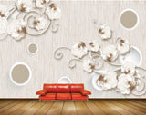 Avikalp MWZ1036 White Flowers Pearls 3D HD Wallpaper