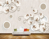 Avikalp MWZ1036 White Flowers Pearls 3D HD Wallpaper