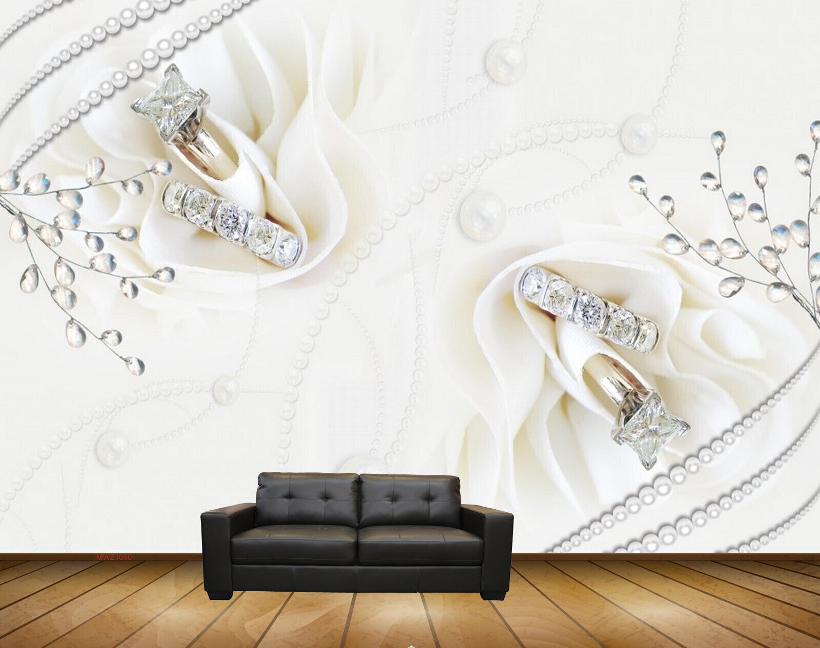 Avikalp MWZ1040 Diamond Rings Flowers 3D HD Wallpaper
