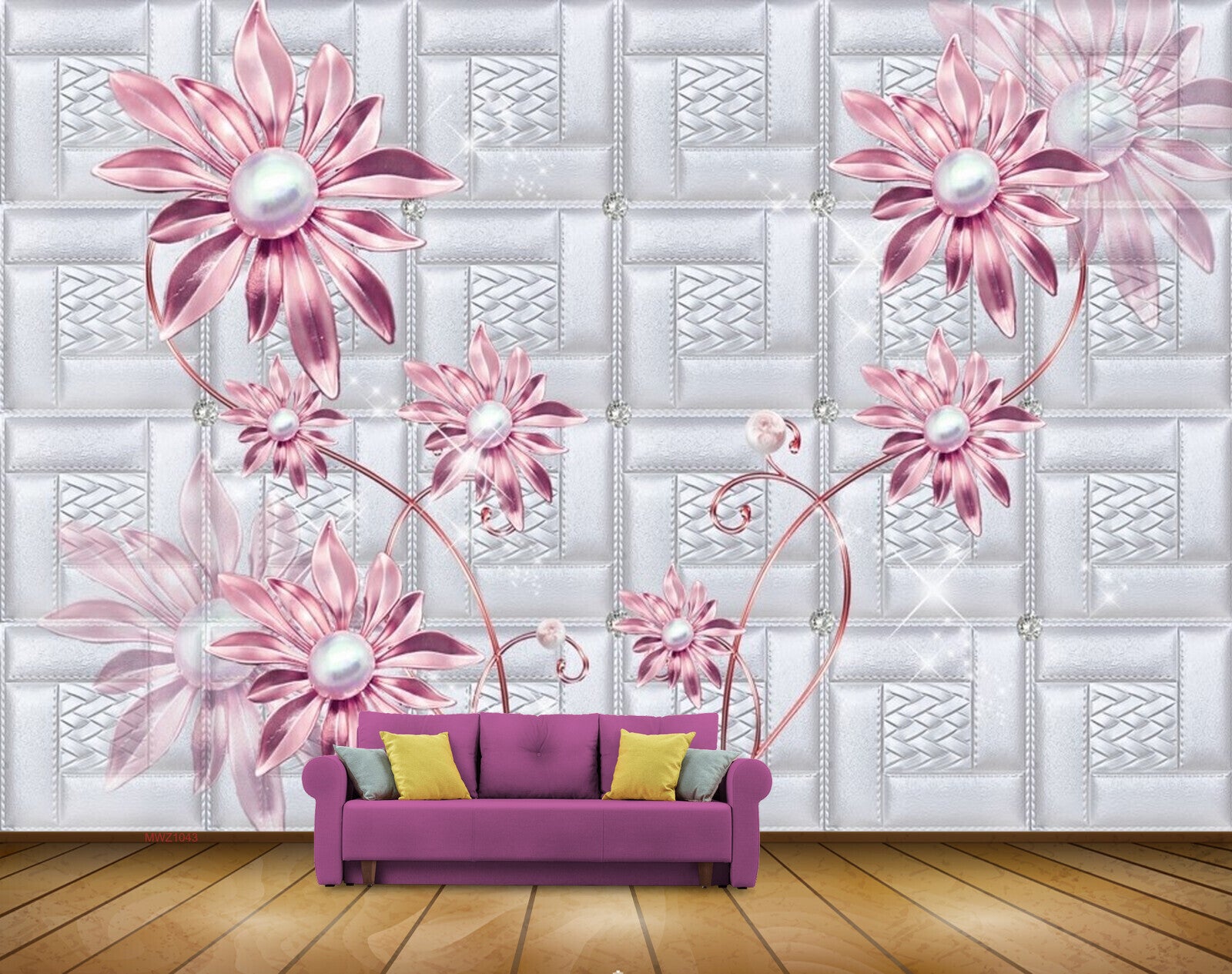 Avikalp MWZ1043 Pink Flowers 3D HD Wallpaper