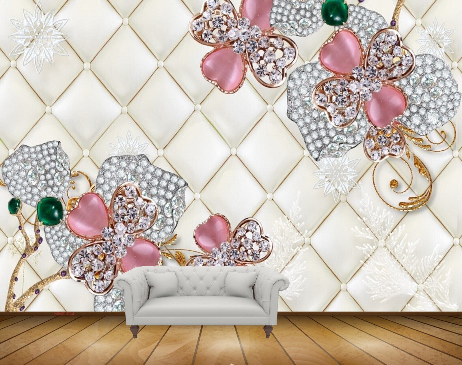 Avikalp MWZ1044 Pink White Flowers Pearls HD Wallpaper