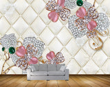 Avikalp MWZ1044 Pink White Flowers Pearls 3D HD Wallpaper