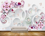 Avikalp MWZ1045 Pink Red Flowers Butterflies 3D HD Wallpaper