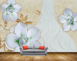 Avikalp MWZ1053 Blue Green Flowers Leaves HD Wallpaper