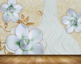 Avikalp MWZ1053 Blue Green Flowers Leaves 3D HD Wallpaper