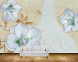 Avikalp MWZ1053 Blue Green Flowers Leaves 3D HD Wallpaper