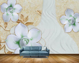 Avikalp MWZ1053 Blue Green Flowers Leaves 3D HD Wallpaper
