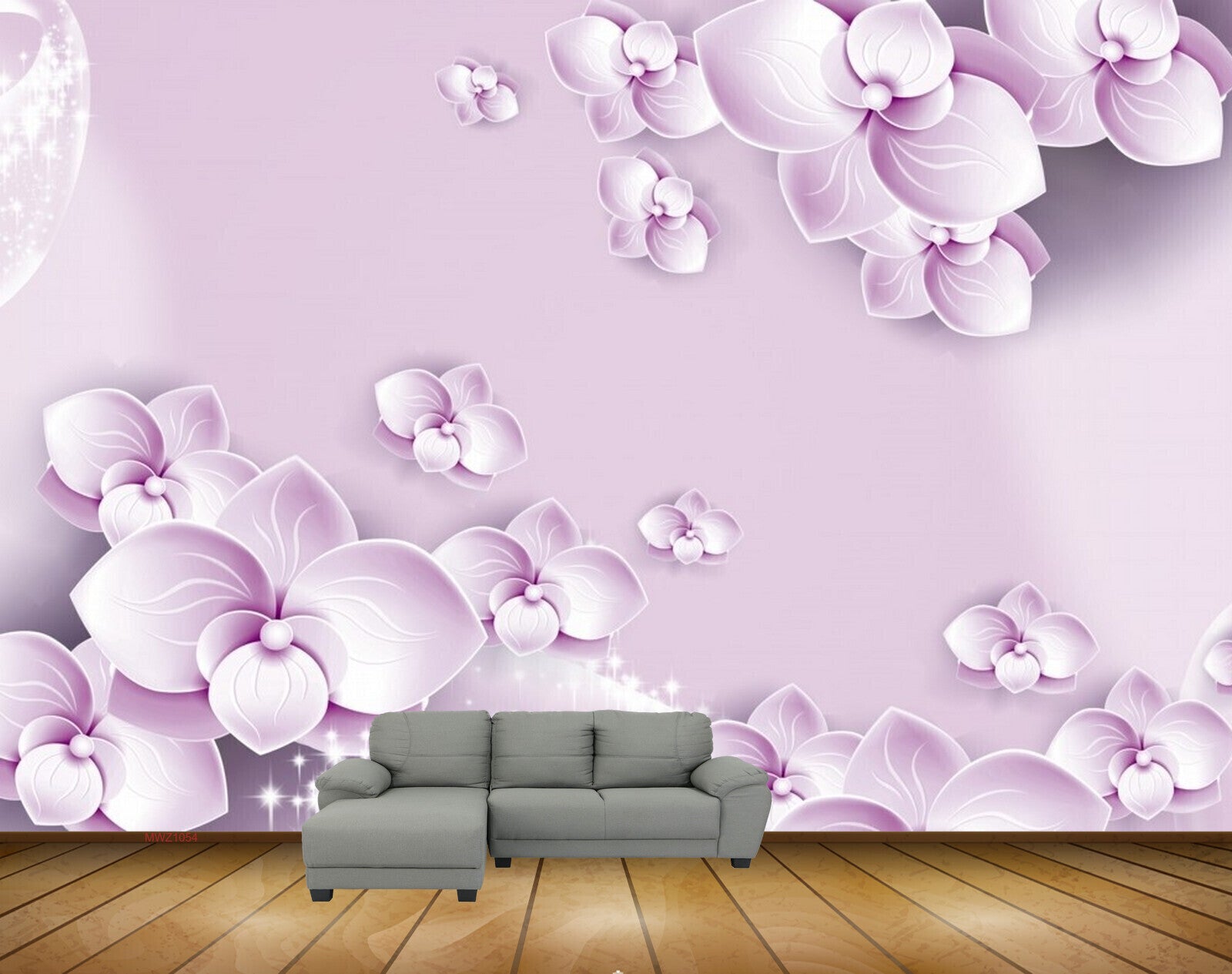 Avikalp MWZ1054 Purple Flowers 3D HD Wallpaper