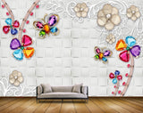 Avikalp MWZ1055 Multicoloured Butterflies Flowers 3D HD Wallpaper