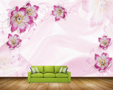 Avikalp MWZ1058 Pink White Flowers Leaves 3D HD Wallpaper
