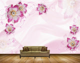 Avikalp MWZ1058 Pink White Flowers Leaves 3D HD Wallpaper