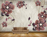 Avikalp MWZ1060 Brown Flowers Leaves HD Wallpaper