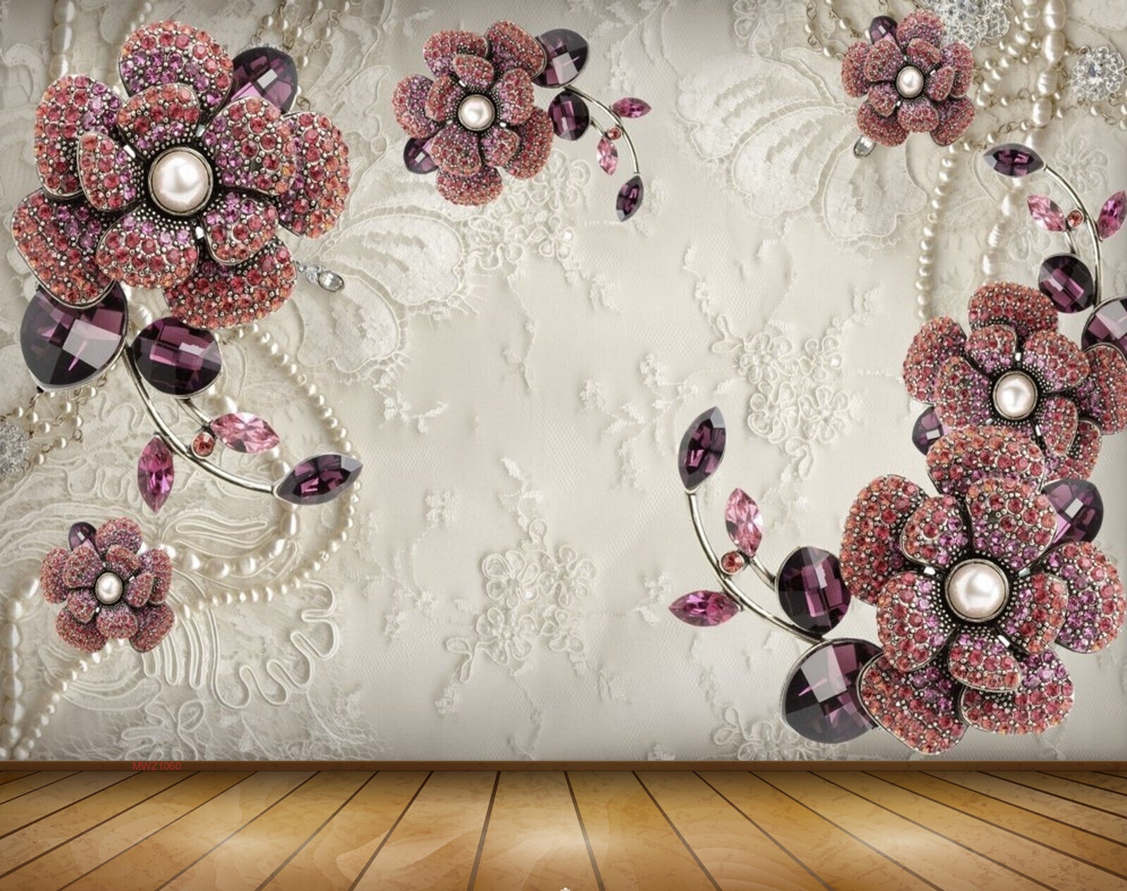 Avikalp MWZ1060 Brown Flowers Leaves 3D HD Wallpaper