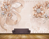 Avikalp MWZ1063 Peach Flowers Leaves 3D HD Wallpaper