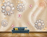 Avikalp MWZ1065 White Flowers Butterflies 3D HD Wallpaper