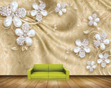 Avikalp MWZ1066 White Flowers Leaves 3D HD Wallpaper