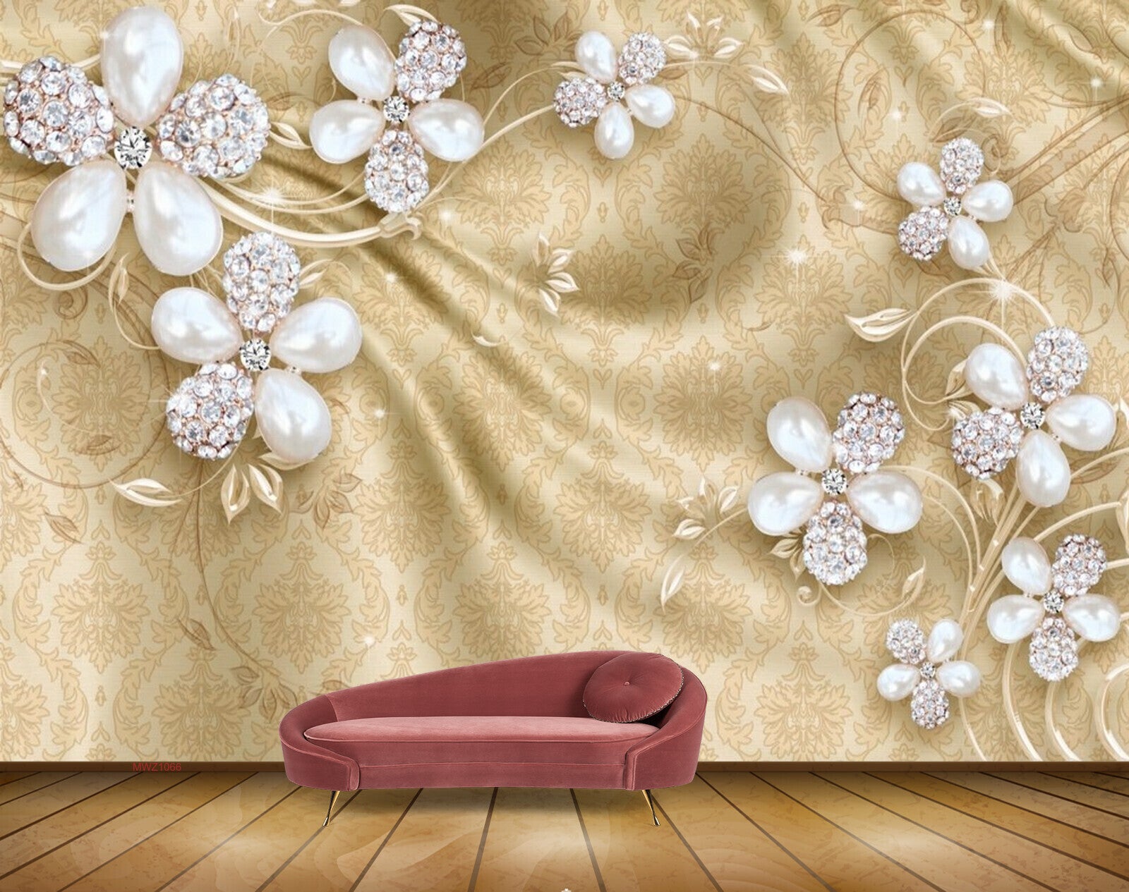 Avikalp MWZ1066 White Flowers Leaves 3D HD Wallpaper