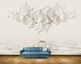 Avikalp MWZ1069 Golden Flowers Swans Leaves 3D HD Wallpaper