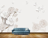 Avikalp MWZ1074 White Flowers Butterflies HD Wallpaper