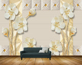 Avikalp MWZ1078 White Goldden Flowers HD Wallpaper