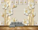 Avikalp MWZ1078 White Goldden Flowers 3D HD Wallpaper