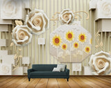 Avikalp MWZ1079 Yellow White Flowers Leaves HD Wallpaper