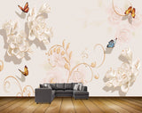Avikalp MWZ1082 White Flowers Butterflies HD Wallpaper