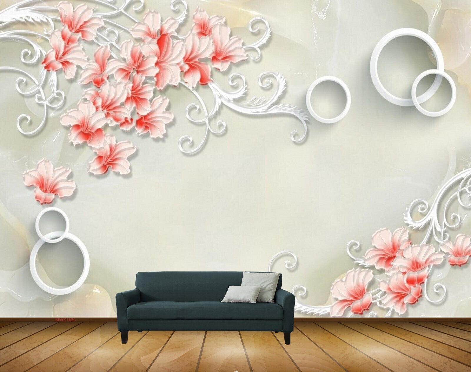 Avikalp MWZ1083 Orange Flowers Branches 3D HD Wallpaper