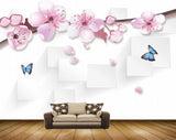 Avikalp MWZ1084 Pink Flowers Butterflies 3D HD Wallpaper