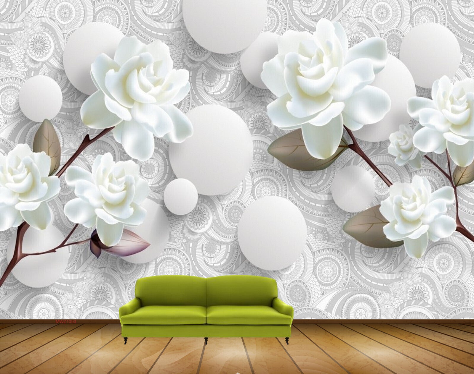 Avikalp MWZ1093 White Flowers 3D HD Wallpaper