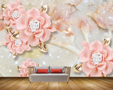 Avikalp MWZ1095 Pink Flowers Leaves 3D HD Wallpaper
