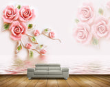 Avikalp MWZ1097 Pink Flowers Leaves HD Wallpaper