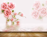 Avikalp MWZ1097 Pink Flowers Leaves 3D HD Wallpaper