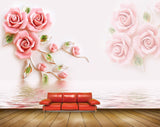 Avikalp MWZ1097 Pink Flowers Leaves 3D HD Wallpaper