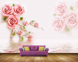 Avikalp MWZ1097 Pink Flowers Leaves 3D HD Wallpaper