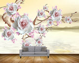 Avikalp MWZ1100 White Pink Roses Stem 3D HD Wallpaper