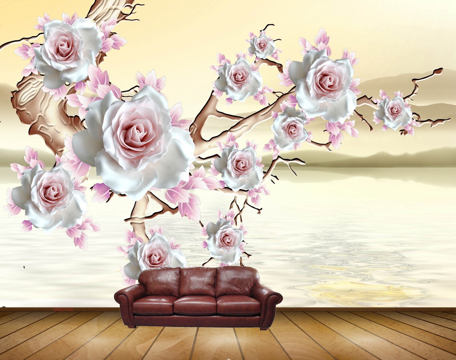 Avikalp MWZ1100 White Pink Roses Stem 3D HD Wallpaper