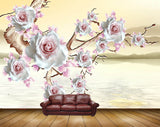 Avikalp MWZ1100 White Pink Roses Stem 3D HD Wallpaper