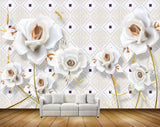 Avikalp MWZ1103 White Flowers Flies 3D HD Wallpaper
