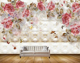 Avikalp MWZ1105 Pink Flowers Butterflies Leaves 3D HD Wallpaper