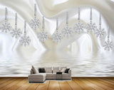 Avikalp MWZ1113 White Flowers River 3D HD Wallpaper