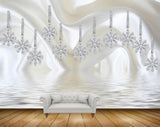 Avikalp MWZ1113 White Flowers River 3D HD Wallpaper