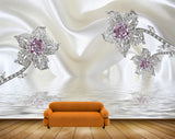 Avikalp MWZ1115 White Violet Flowers 3D HD Wallpaper