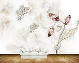 Avikalp MWZ1116 White Flowers Butterflies HD Wallpaper